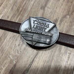 Vintage 1990 Siskiyou Coors Light Silver tone metal Belt Buckle country western